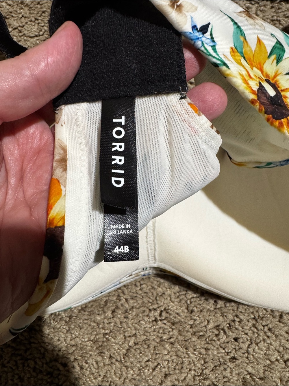torrid Mauve Rose Print & White Sunflower Floral Wireless Bra Set 44B - Picture 3 of 4